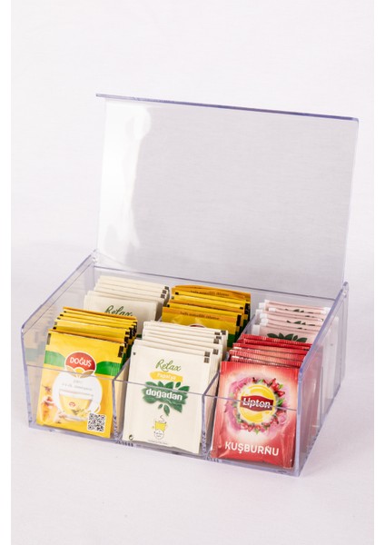 Çay Kutusu 6 Bölmeli Kapaklı Poşet Bitki Çayı Saklama Kabı Akrilik fiyatları
