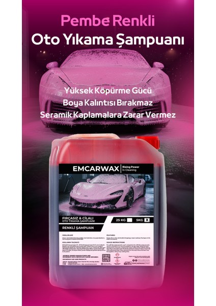 Pembe Renkli Cilalı Oto Yıkama Şampuanı 5 Lt