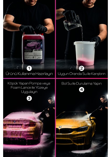 Pembe Renkli Cilalı Oto Yıkama Şampuanı 5 Lt modelleri