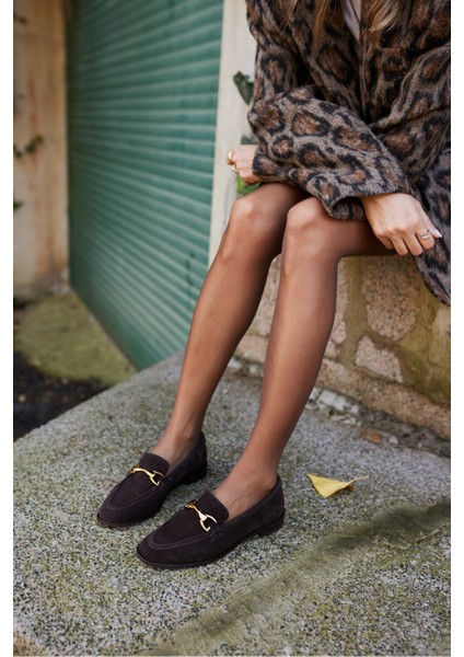 Rush Kadın Bordo Gercek Suet Toka Detay Loafer Ayakkabi