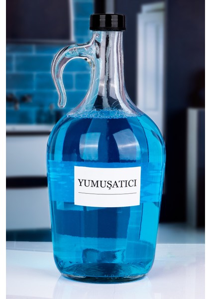 Dekoratif Cam Yumuşatıcı Şişesi 1500 ml Siyah Kapaklı