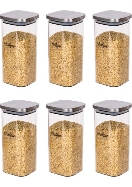 6 Lı 1600 ml Borosilikat Cam Kavanoz Vakumlu Metal Kapaklı Erzak Saklama Kabı Etiket Hediyeli fiyatları