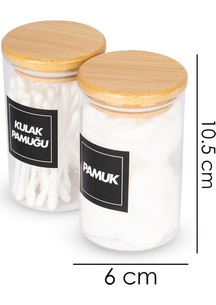 2'li Bambu Vakumlu Kapaklı Kulak Pamuğu ve Pamuk Kavanozu Pamukluk Seti 250 ml fiyatları