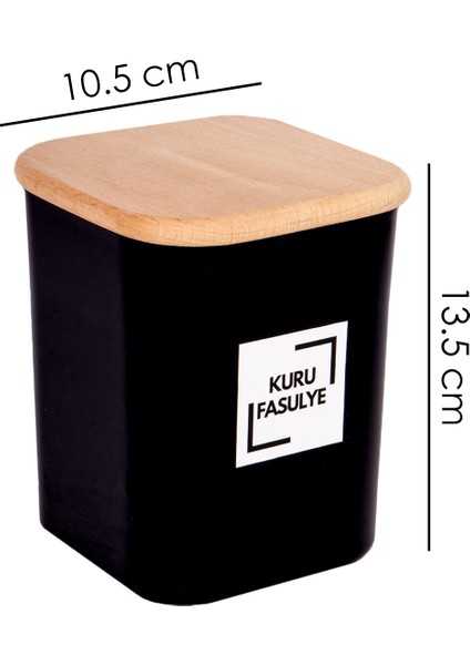 6'lı 900 ml Siyah Ahşap Vakumlu Kapaklı Akrilik Saklama Kavanozu Kabı ve Kutusu 900 ml Etiketli modelleri