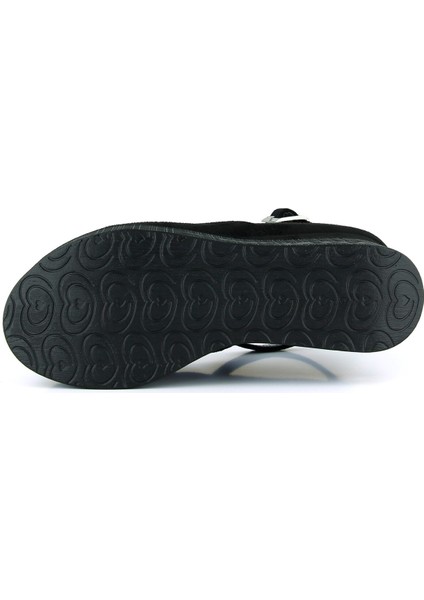 Tushar Siyah Süet Yuvarlak Burun Bantlı Gizli Dolgu Topuklu Günlük Ayakkabı modelleri