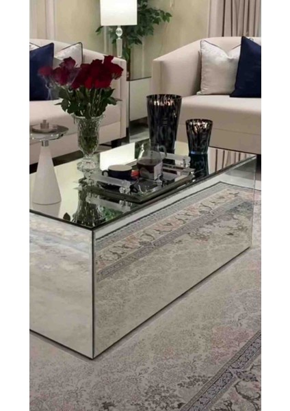 Komple Gümüş Aynalı Orta Sehpa 40X80 Yükseklik 40CM fiyatları