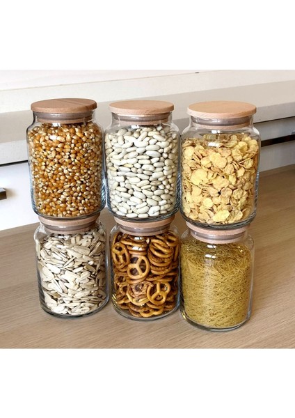 12'li Vakum Kapaklı Cam Kavanoz Erzak Kabı 900 ml