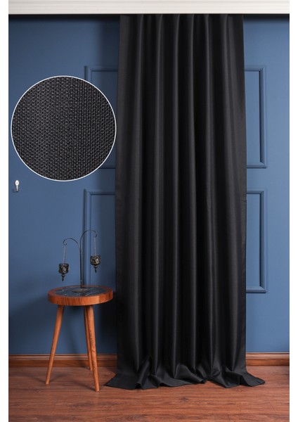 Siyah Keten Blackout Karartma Güneşlik ( Pilesiz Düz Dikim)