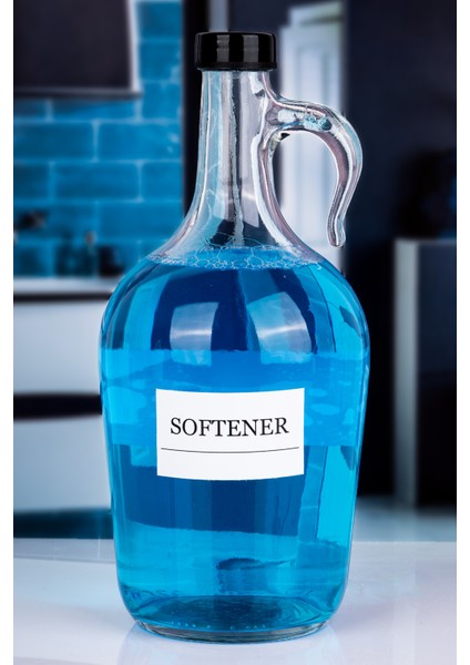 Dekoratif Cam (Softener) Yumuşatıcı Şişesi 1500 ml Siyah Kapaklı