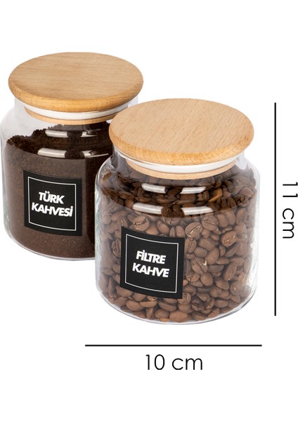 2'li Ahşap Vakumlu Kapaklı Filtre Kahve & Türk Kahvesi Saklama Kabı 600 ml Cam Kavanoz fiyatları