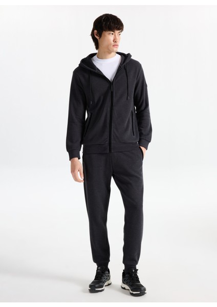 D5WM-EA3828 Antrasit Melanj Relaxed Düz Erkek Eşofman Altı