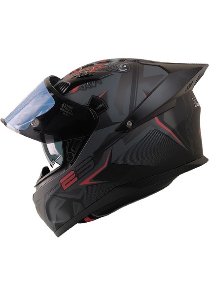 Motosiklet Kask Ece 22.R06 Double Vizörlü Full Face Spoiler Motor Kaskı Beast Black fiyatları