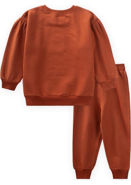 Etiket Detaylı Sweatshirt Takım 1-7 Yaş Kiremit fiyatları