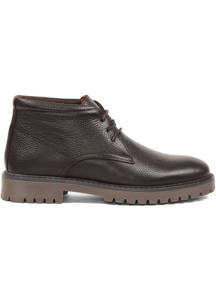 Erkek Kahverengi Bağcıklı Fermuarlı Deri Bot modelleri