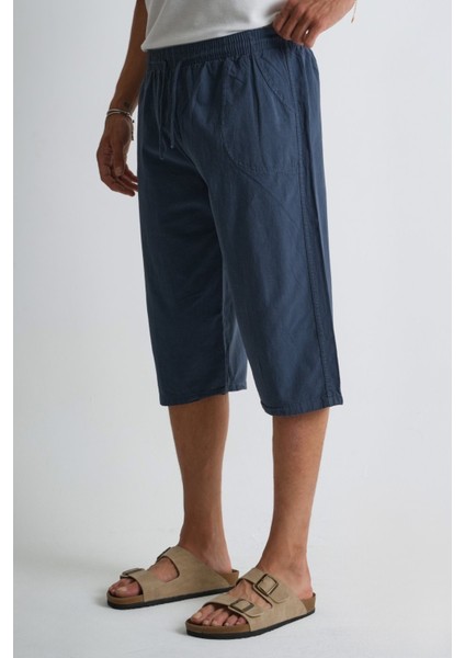 Erkek Büyük Beden %100 Pamuk Keten Görünümlü Kapri E203-27 modelleri