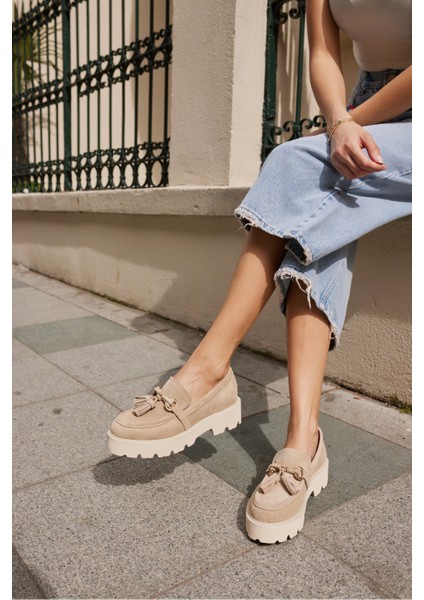 Gray Kadın Kahve Gercek Suet Puskul Detay Eva Taban Loafer Ayakkabi fiyatları