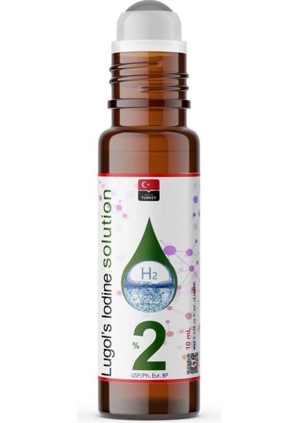 Lugol Iyot Çözeltisi %2 | 10 ml | Roll On Cam Damlalıklı Şişe (Pharma Grade Lügol)