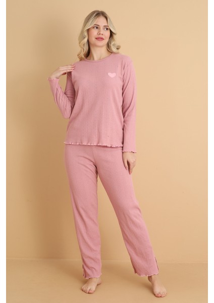 MR-8601 Pointel Kumaş Mevsimlik Günlük Kalpli Kadın Pijama Takımı modelleri