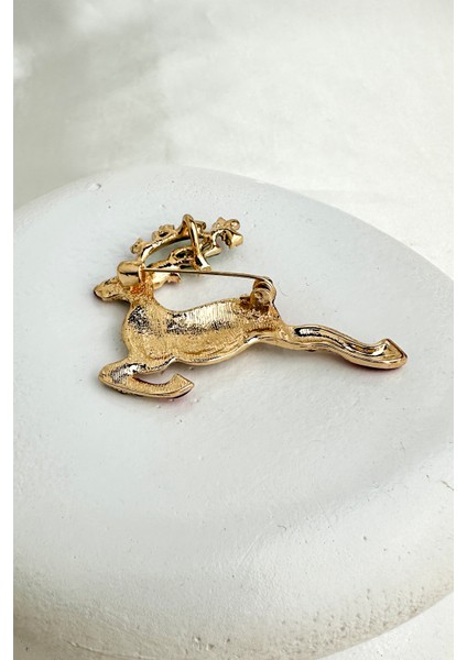Yılbaşı Özel Mineli Taşlı Sevimli Geyik Broş (6cm) fiyatları