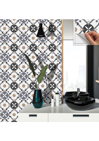 Kendinden Yapışkanlı Fayans Kaplama Palmet Desenli Pvc Karo 30X30 cm (33 Adet) 3 M² fırsatları