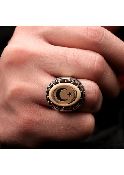 Ayyıldızlı 925 Ayar Gümüş Erkek Yüzük modelleri