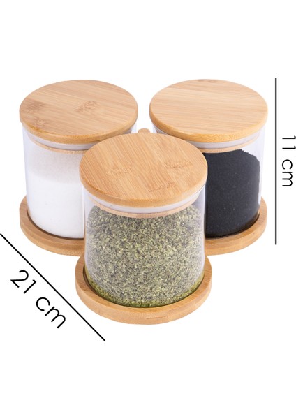 4'lü Bambu Stantlı Borosilikat Yuvarlak Cam Baharatlık 550 ml fiyatları