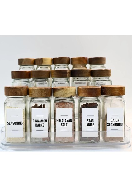 12'li Akasya Kapaklı Baharatlık Seti Cam ( 16 Adet Hediye Etiket ) modelleri