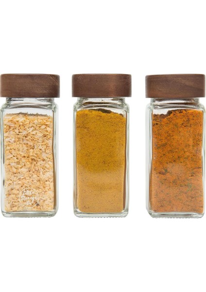 12'li Akasya Kapaklı Baharatlık Seti Cam ( 16 Adet Hediye Etiket ) fırsatları