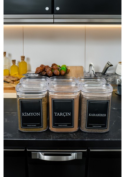 6'lı 200 ml Vakumlu Sızdırmaz Etiketli Akrilik Baharatlık Seti Saklama Kabı Kavanoz fiyatları