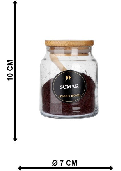 Etiketli, Bambu Kapaklı ve Kaşıklı 6'lı Lüx Baharat Takımı 300ML modelleri