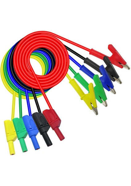 P1018A Multımetre Krokodil Test Uçu Kablo Kiti - Kırmızı/siyah/sarı/yeşil/mavi