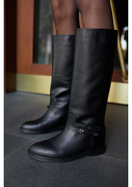 Elisa Kadın Siyah Gercek Deri Binici Çizme fırsatları