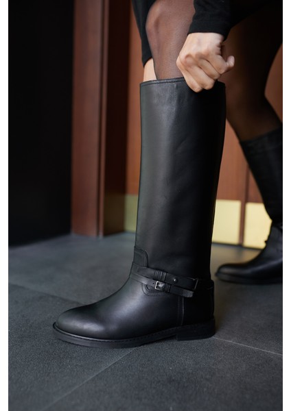 Elisa Kadın Siyah Gercek Deri Binici Çizme indirimleri