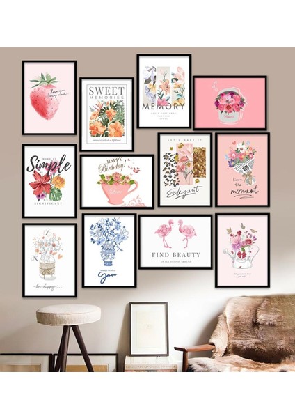 12 Parça Çerçeve Görünümlü Mdf Tablo Seti