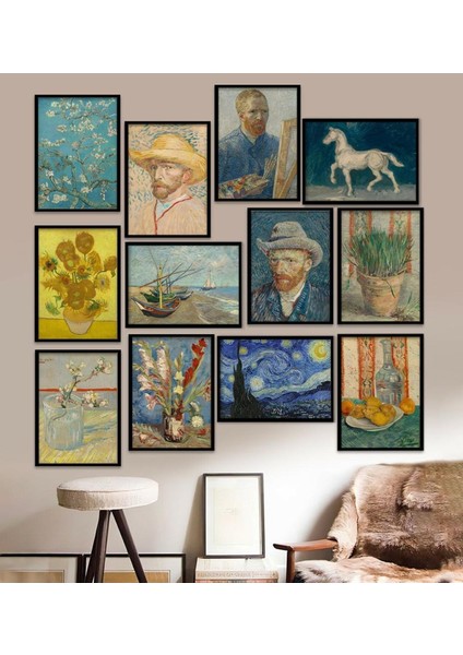 12 Parça Çerçeve Görünümlü Mdf Tablo Seti