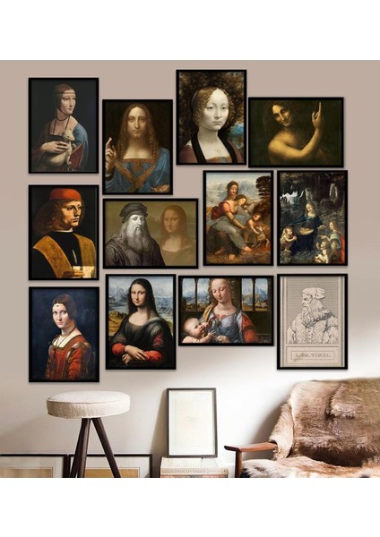 12 Parça Çerçeve Görünümlü Mdf Tablo Seti