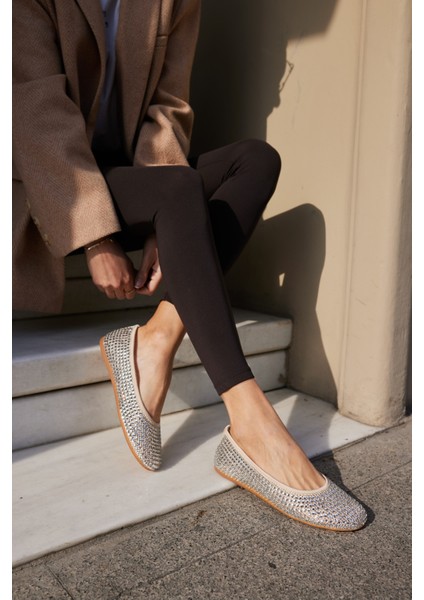 Marton Kadın Bej Tule Taşli File Babet