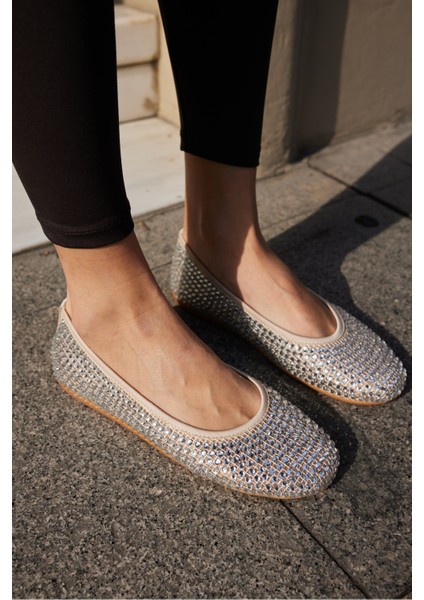 Marton Kadın Bej Tule Taşli File Babet fiyatları