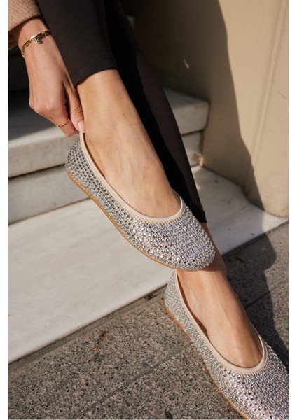 Marton Kadın Bej Tule Taşli File Babet