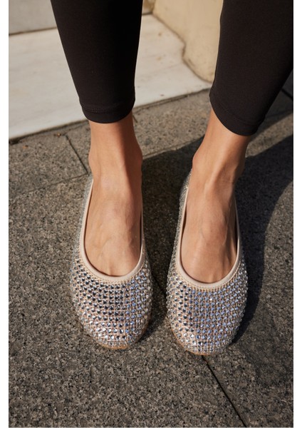 Marton Kadın Bej Tule Taşli File Babet