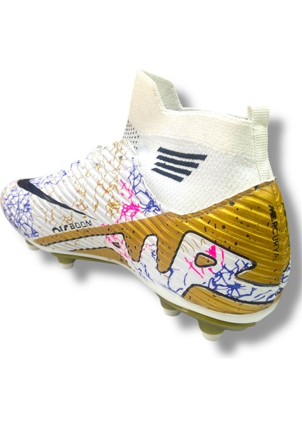 45-46-47 Büyük Numara Battal Boy Çoraplı Krampon Beyaz Altın Desenli fırsatları