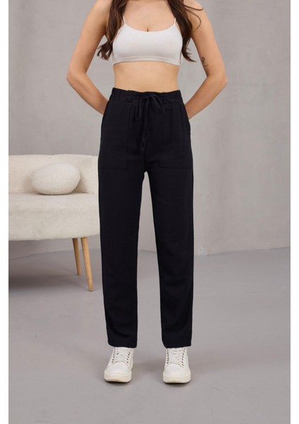 Kadın Yüksek Bel Keten Karışımlı Havuç Pantolon fiyatları