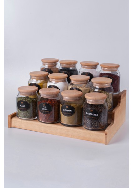 3 Katlı Stantlı Lüks 12'li Baharatlık Seti 300 ml Etiketli modelleri