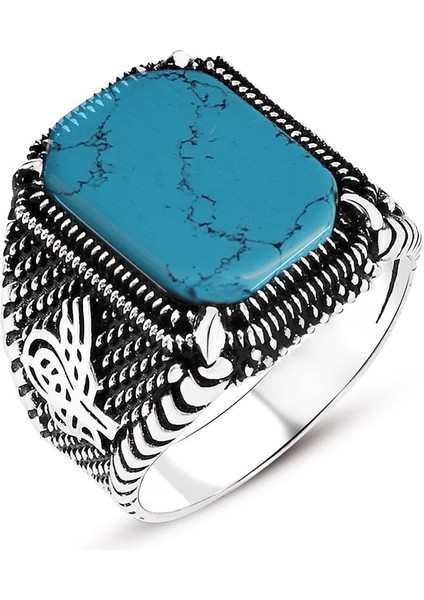 Firuze Taşlı Pençe Model 925 Ayar Erkek Yüzük fiyatları