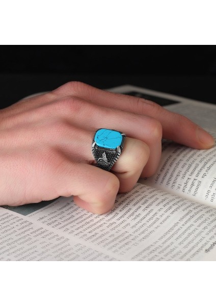 Firuze Taşlı Pençe Model 925 Ayar Erkek Yüzük modelleri