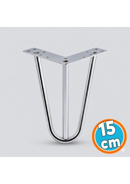 Mobilya Ayağı Üçgen Modern Tasarım Koltuk Sehpa Masa Tv Ünitesi Uyumlu 15 cm Gümüş Krom Metal