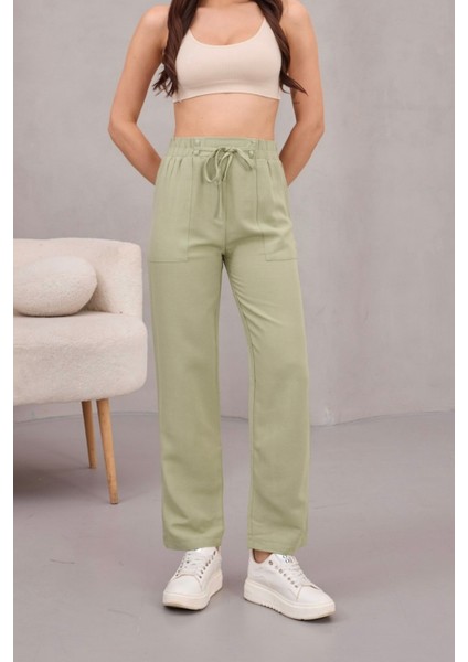 Kadın Yüksek Bel Keten Karışımlı Havuç Pantolon fiyatları