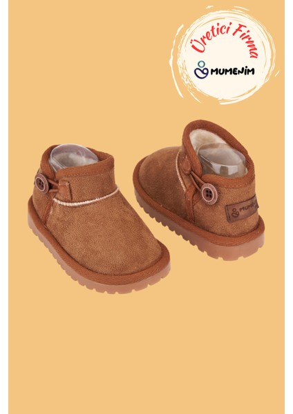 Kodiaq Unisex Çocuk ve Bebek Kışlık Süet Taba Bot | Ortopedik Kaymaz Taban, Sıcak Tutan Kürklü Bot