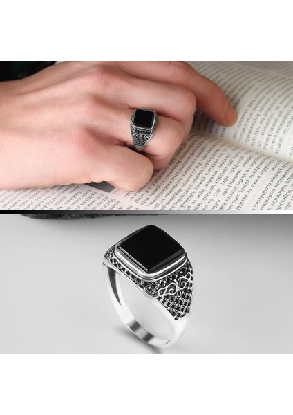 Oniks Taşlı 925 Ayar Erkek Gümüş Yüzük