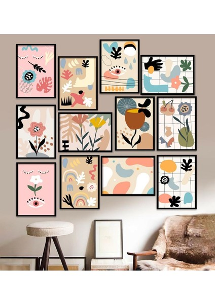 12 Parça Çerçeve Görünümlü Mdf Tablo Seti